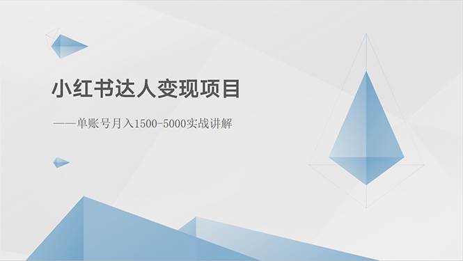 小红书达人变现项目：单账号月入1500-3000实战讲解-廉价云资源网