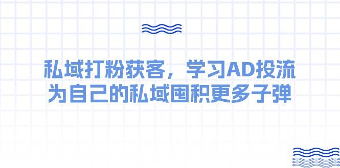 某收费课：私域打粉获客，学习AD投流，为自己的私域囤积更多子弹-廉价云资源网