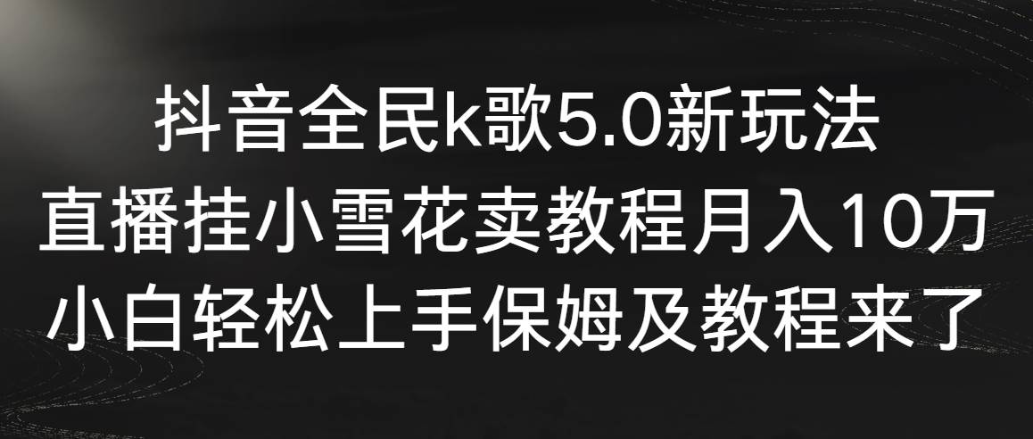 抖音全民k歌5.0新玩法，直播挂小雪花卖教程月入10万，小白轻松上手，保…-廉价云资源网