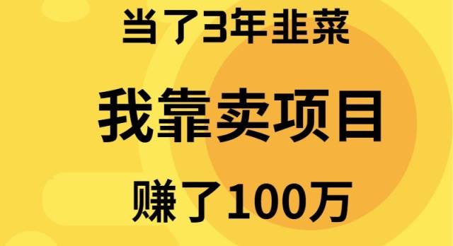 当了3年韭菜，我靠卖项目赚了100万-廉价云资源网