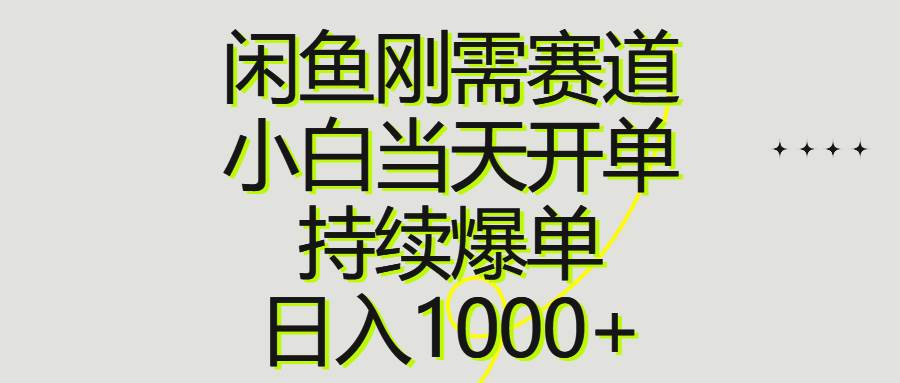 闲鱼刚需赛道，小白当天开单，持续爆单，日入1000+-廉价云资源网