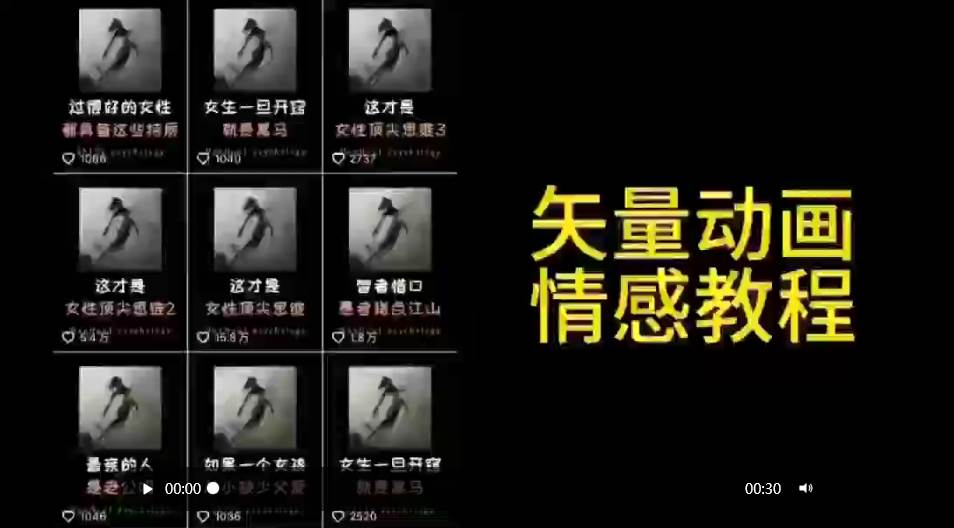 矢量动画情感教程：高点赞涨粉，适合情感、思维、创业教育等赛道-廉价云资源网
