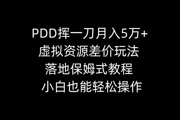 PDD挥一刀月入5万+，虚拟资源差价玩法，落地保姆式教程，小白也能轻松操作-廉价云资源网