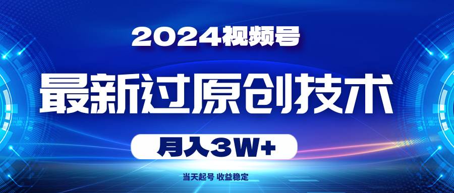 2024视频号最新过原创技术，当天起号，收益稳定，月入3W+-廉价云资源网