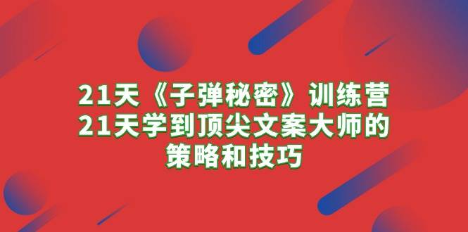 21天《子弹秘密》训练营，21天学到顶尖文案大师的策略和技巧-廉价云资源网
