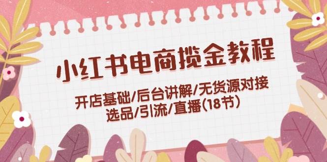 小红书电商揽金教程：开店基础/后台讲解/无货源对接/选品/引流/直播(18节)-廉价云资源网
