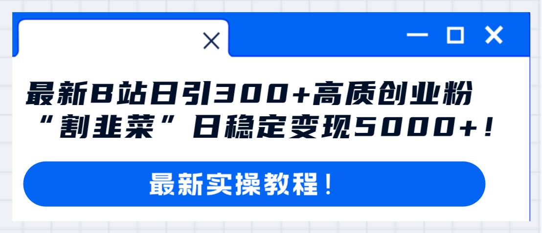 最新B站日引300+高质创业粉教程！“割韭菜”日稳定变现5000+！-廉价云资源网