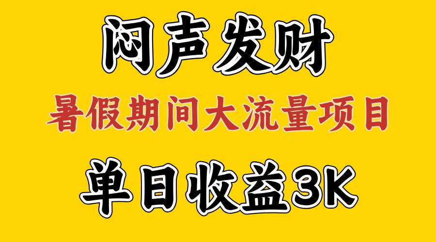 闷声发财，假期大流量项目，单日收益3千+ ，拿出执行力，两个月翻身-廉价云资源网