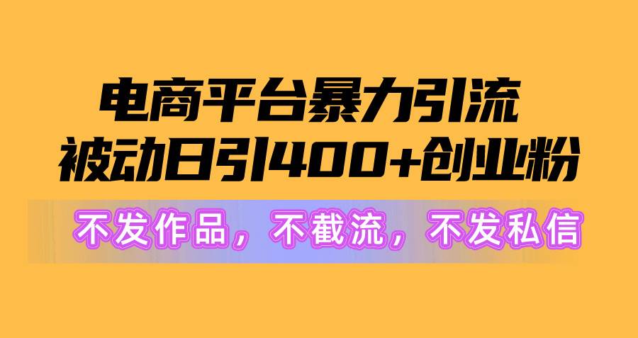 电商平台暴力引流,被动日引400+创业粉不发作品，不截流，不发私信-廉价云资源网
