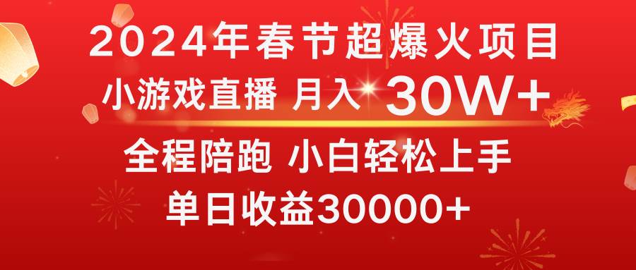龙年2024过年期间，最爆火的项目 抓住机会 普通小白如何逆袭一个月收益30W+-廉价云资源网