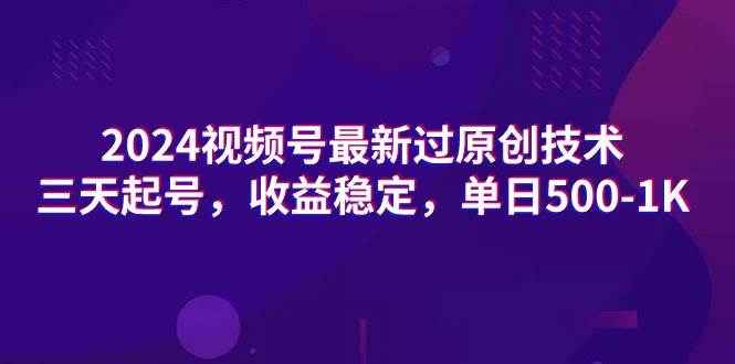 2024视频号最新过原创技术，三天起号，收益稳定，单日500-1K-廉价云资源网