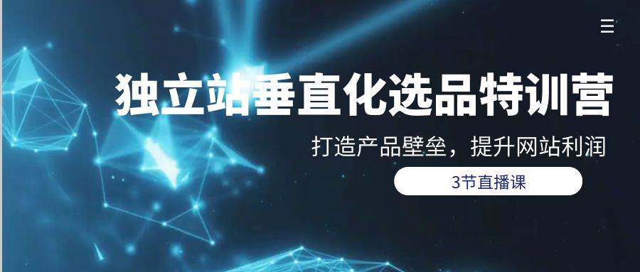 独立站-垂直化选品训练营，打造产品壁垒，提升网站利润（3节直播课）-廉价云资源网