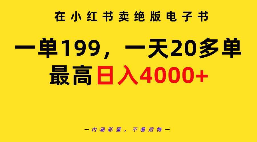在小红书卖绝版电子书，一单199 一天最多搞20多单，最高日入4000+教程+资料-廉价云资源网