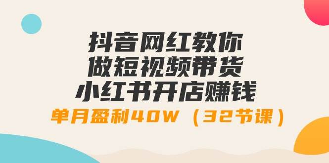 抖音网红教你做短视频带货+小红书开店赚钱，单月盈利40W（32节课）-廉价云资源网