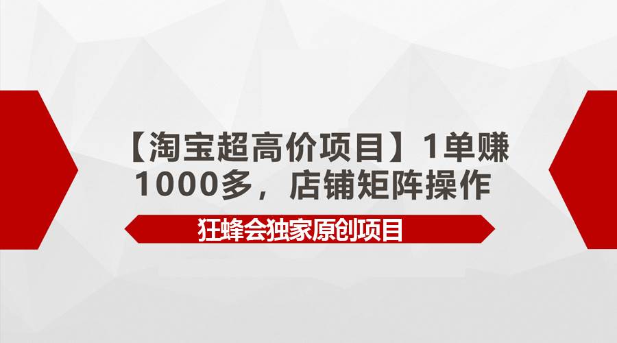 【淘宝超高价项目】1单赚1000多，店铺矩阵操作-廉价云资源网