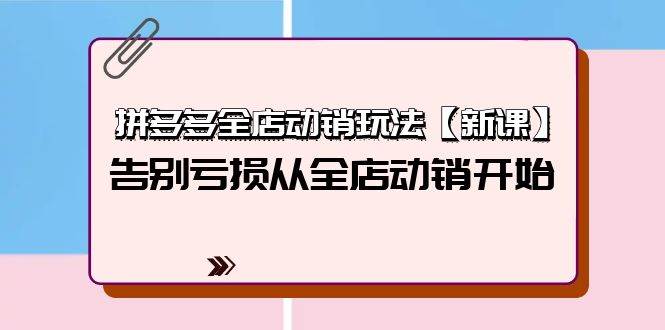 拼多多全店动销玩法【新课】，告别亏损从全店动销开始（4节视频课）-廉价云资源网