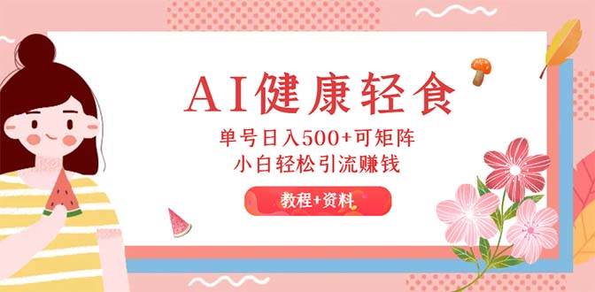 AI健康轻食，单号日入500+可矩阵，小白轻松引流赚钱（教程+食谱）-廉价云资源网