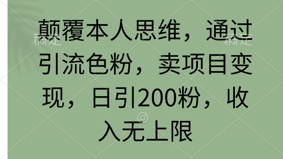 颠覆本人思维，通过引流色粉，卖项目变现，日引200粉，收入无上限-廉价云资源网