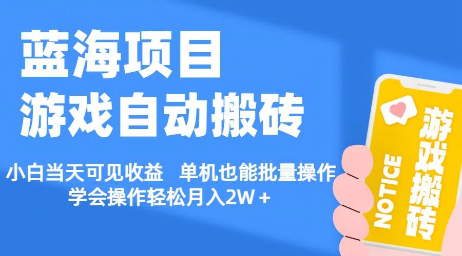 【蓝海项目】游戏自动搬砖 小白当天可见收益 单机也能批量操作 学会操…-廉价云资源网