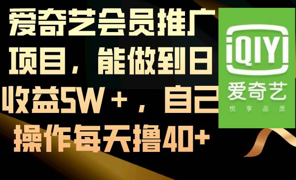 爱奇艺会员推广项目，能做到日收益5W＋，自己操作每天撸40+-廉价云资源网