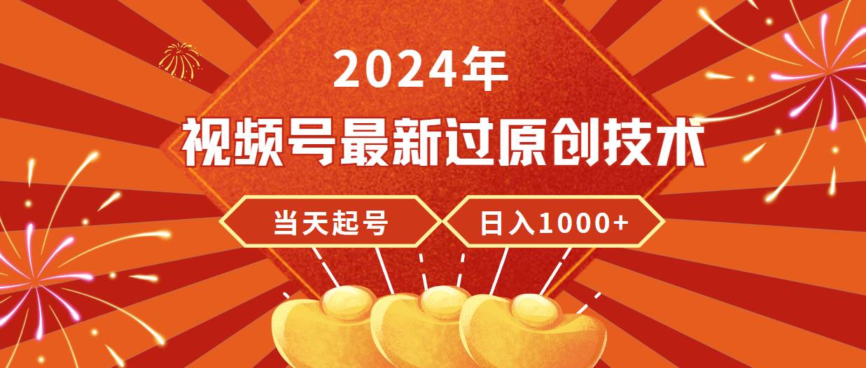 2024年视频号最新过原创技术，当天起号，收入稳定，日入1000+-廉价云资源网