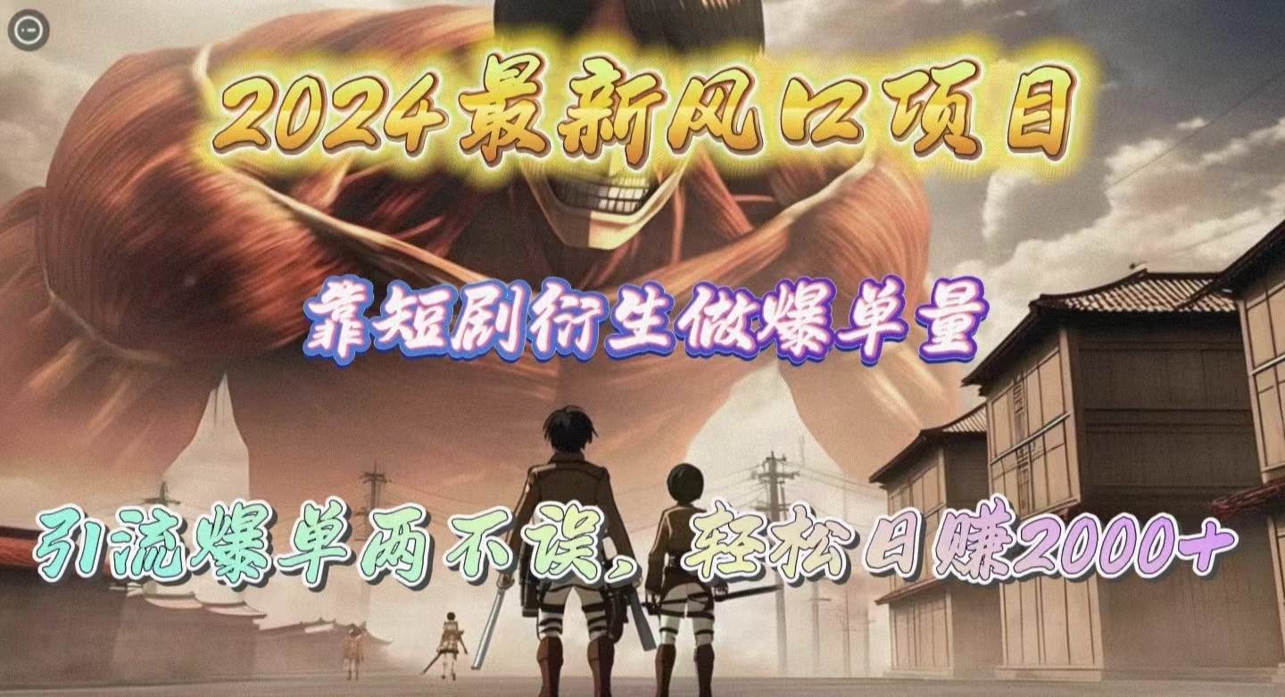 2024最新风口项目，靠短剧衍生做爆单量，引流爆单轻松日赚2000+-廉价云资源网