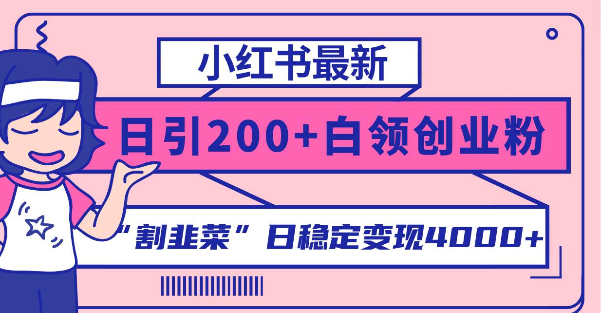 小红书最新日引200+创业粉”割韭菜“日稳定变现4000+实操教程！-廉价云资源网