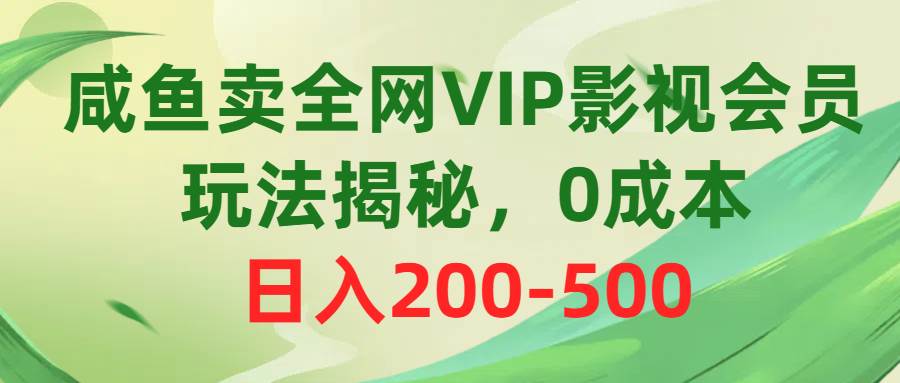 咸鱼卖全网VIP影视会员，玩法揭秘，0成本日入200-500-廉价云资源网