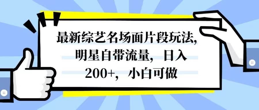 最新综艺名场面片段玩法，明星自带流量，日入200+，小白可做-廉价云资源网