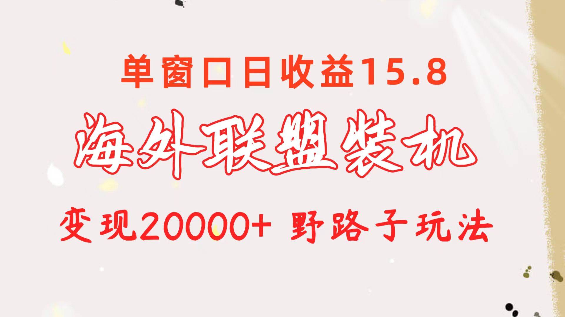 海外联盟装机 单窗口日收益15.8  变现20000+ 野路子玩法-廉价云资源网