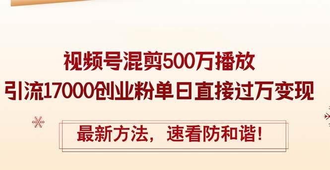 精华帖视频号混剪500万播放引流17000创业粉，单日直接过万变现，最新方…-廉价云资源网
