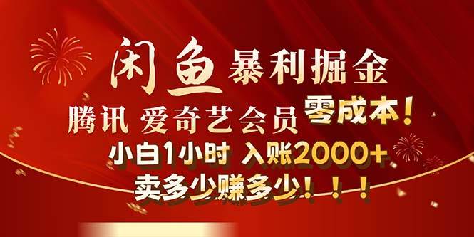 闲鱼全新暴力掘金玩法，官方正品影视会员无成本渠道！小白1小时收…-廉价云资源网