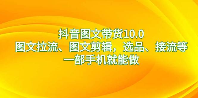 抖音图文带货10.0，图文拉流、图文剪辑，选品、接流等，一部手机就能做-廉价云资源网