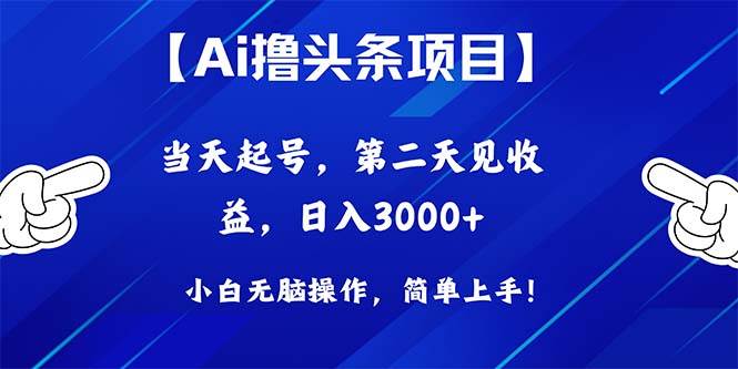Ai撸头条，当天起号，第二天见收益，日入3000+-廉价云资源网