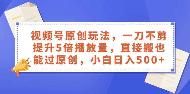 视频号原创玩法，一刀不剪提升5倍播放量，直接搬也能过原创，小白日入500+-廉价云资源网