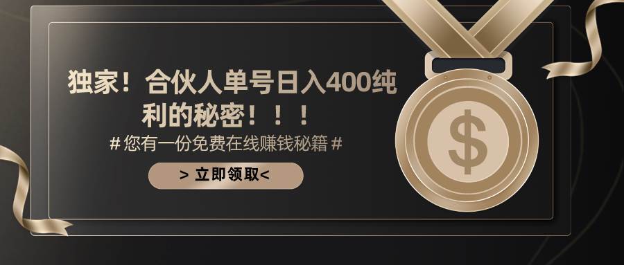 合伙人广告撸金最新玩法，每天单号400纯利-廉价云资源网