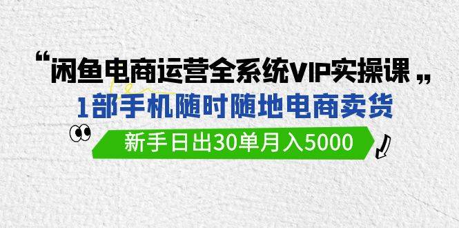 闲鱼电商运营全系统VIP实战课，1部手机随时随地卖货，新手日出30单月入5000-廉价云资源网