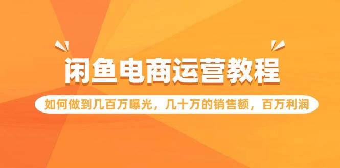 闲鱼电商运营教程：如何做到几百万曝光，几十万的销售额，百万利润-廉价云资源网