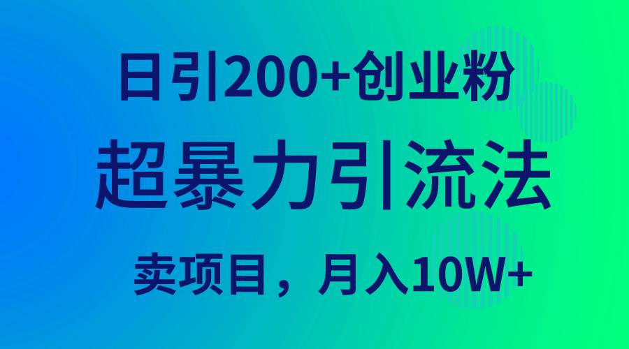 超暴力引流法，日引200+创业粉，卖项目月入10W+-廉价云资源网
