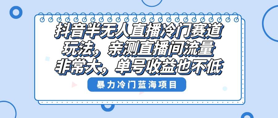 抖音半无人直播冷门赛道玩法，直播间流量非常大，单号收益也不低！-廉价云资源网
