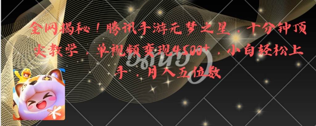 全网揭秘！腾讯手游元梦之星，十分钟顶尖教学，单视频变现4500+月入5位数-廉价云资源网