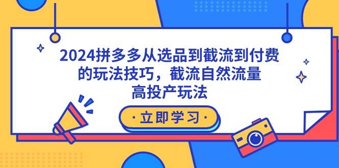 2024拼多多从选品到截流到付费的玩法技巧，截流自然流量玩法，高投产玩法-廉价云资源网