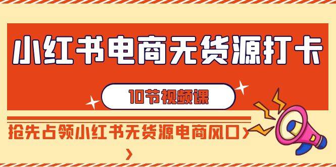 小红书电商-无货源打卡，抢先占领小红书无货源电商风口（10节课）-廉价云资源网