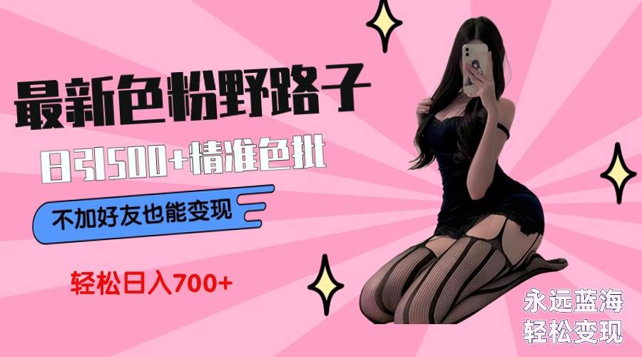 最新色粉变现野路子，日引500+老色批 可不加好友直接变现 小白轻松日入700+-廉价云资源网