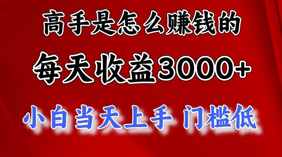 高手是怎么赚钱的，一天收益3000+ 这是穷人逆风翻盘的一个项目，非常稳…-廉价云资源网