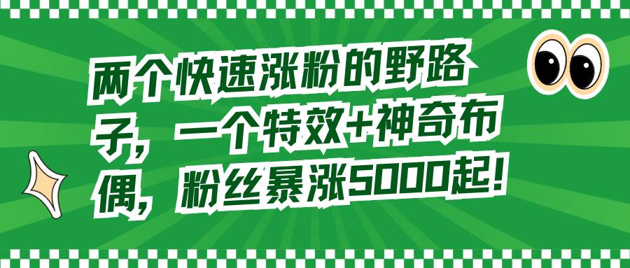 两个快速涨粉的野路子，一个特效+神奇布偶，粉丝暴涨5000起！-廉价云资源网