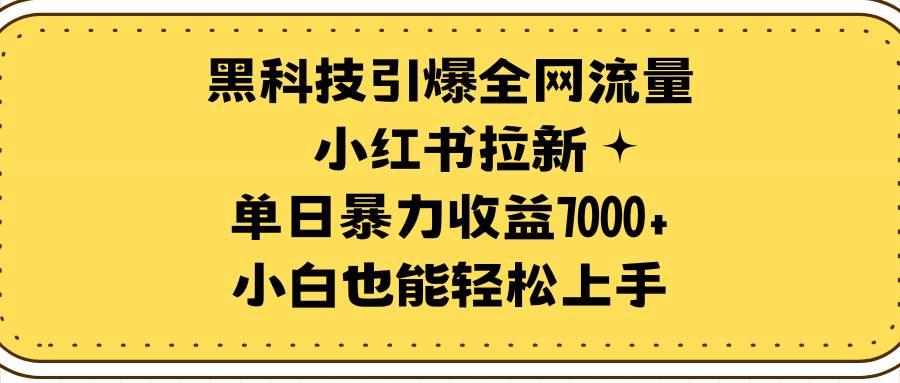 黑科技引爆全网流量小红书拉新，单日暴力收益7000+，小白也能轻松上手-廉价云资源网