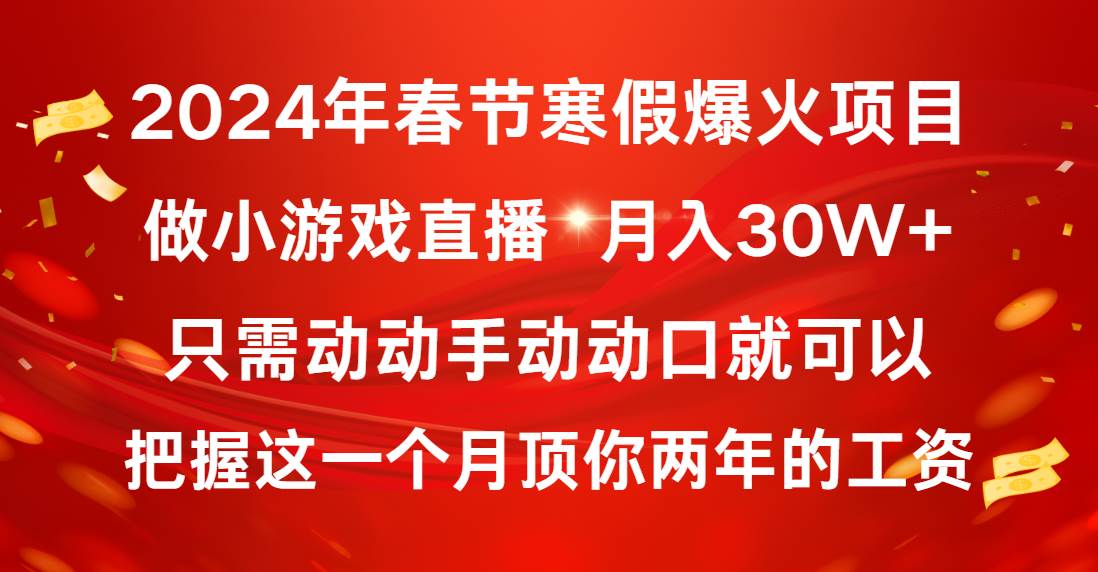 2024年春节寒假爆火项目，普通小白如何通过小游戏直播做到月入30W+-廉价云资源网