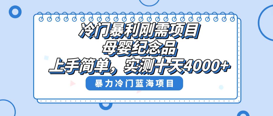 冷门暴利刚需项目，母婴纪念品赛道，实测十天搞了4000+，小白也可上手操作-廉价云资源网
