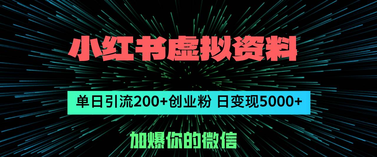 小红书虚拟资料日引流200+创业粉，单日变现5000+-廉价云资源网